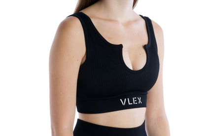 Ribbed sports Bra - Jet Black