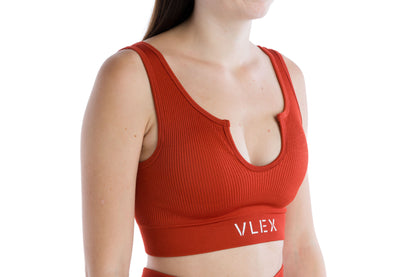 Ribbed Sports Bra - Ruby Red