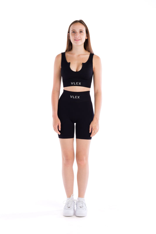 Ribbed Seamless Shorts - Jet Black