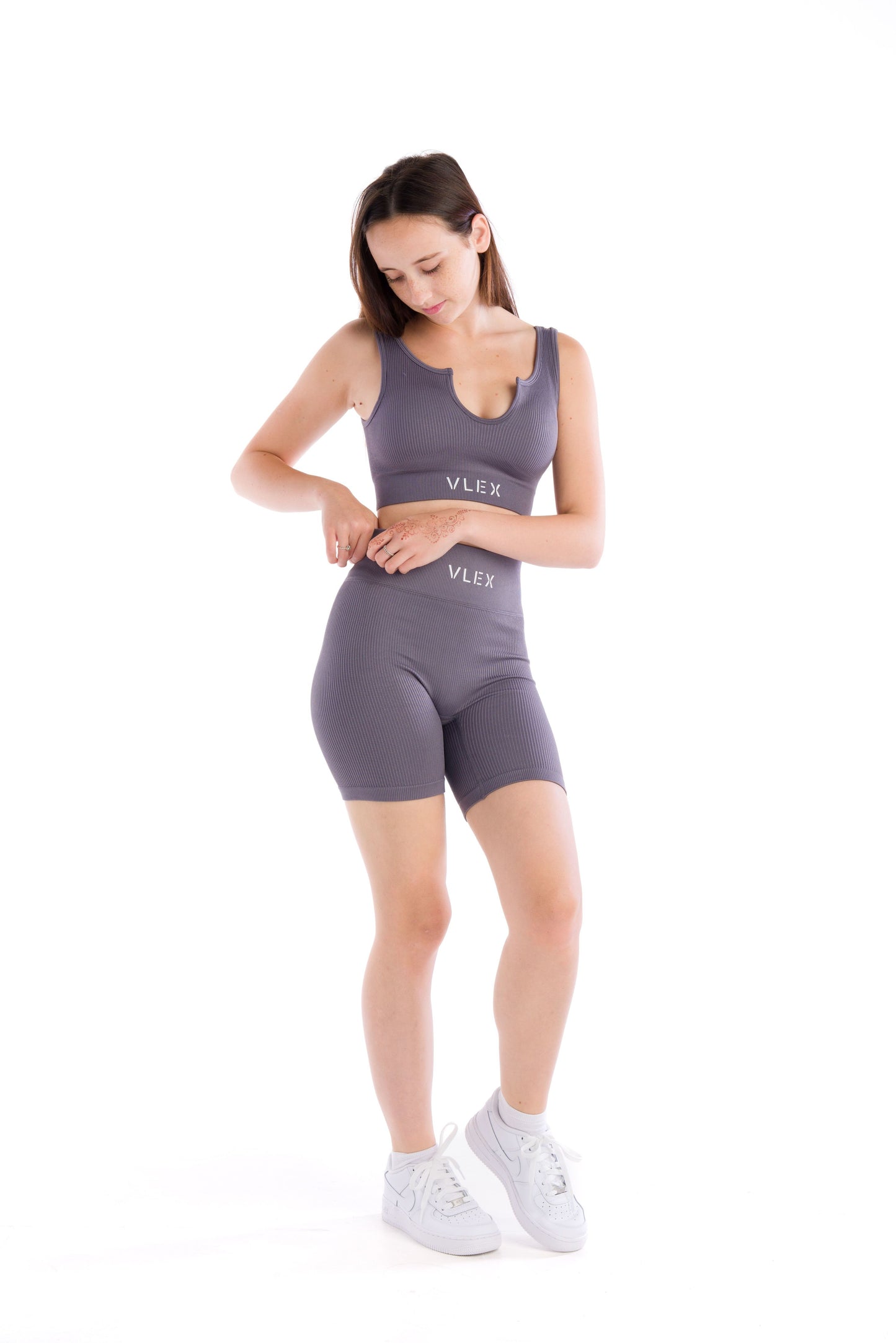 Ribbed Seamless Shorts - Dove Grey