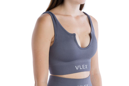 Ribbed Sports Bra - Dove Grey