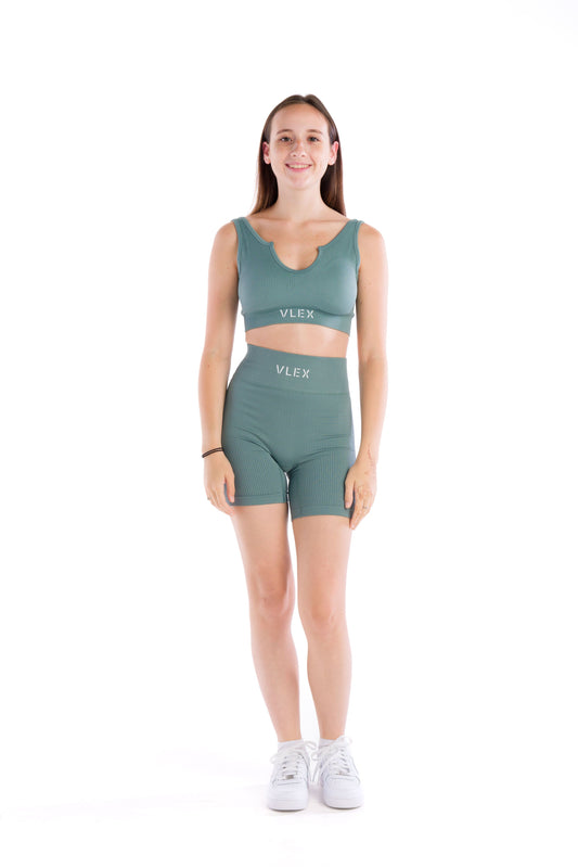 Ribbed Sports Bra - Sage Green