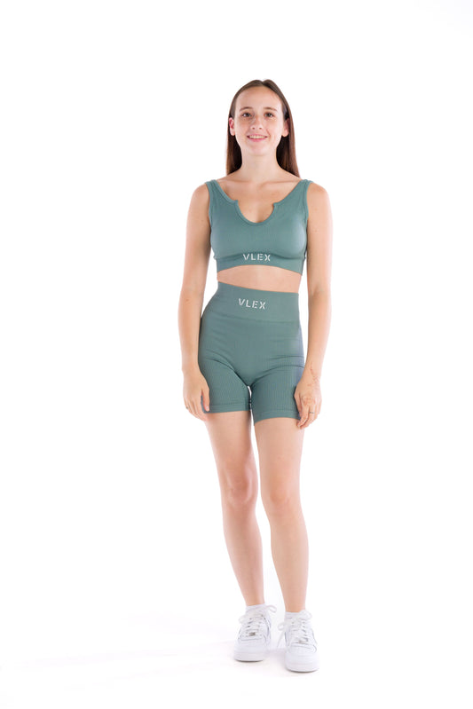 Ribbed Seamless Shorts - Sage Green