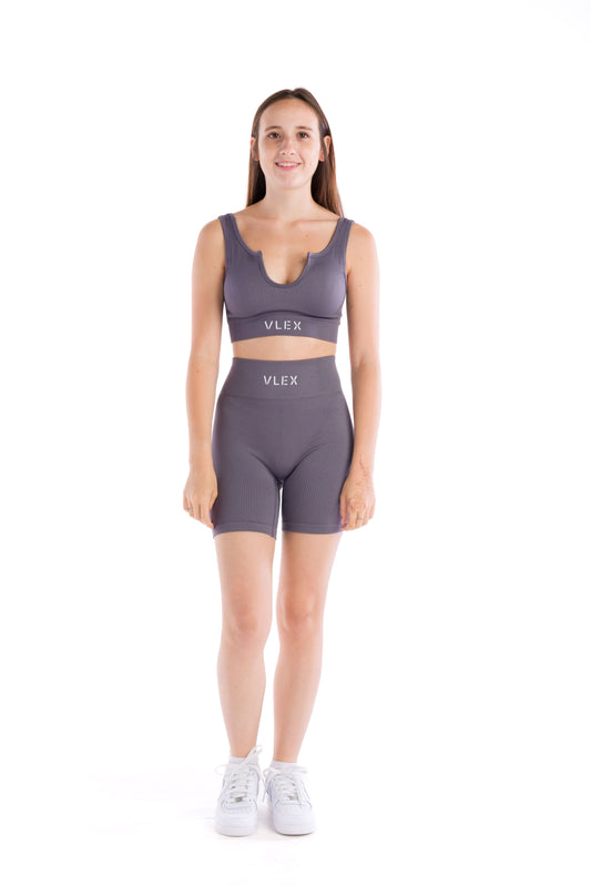 Ribbed Seamless Shorts - Dove Grey